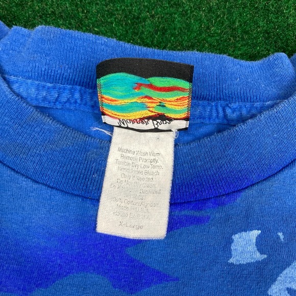 Vintage Looney Tunes Space Jam Shirt Mens XL Blue 1996 AOP Bugs Bunny 90s USA - Picture 8 of 16